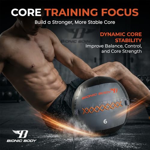 Bionic Body Soft Medicine Ball Weighted Slam Wall Ball for Cardio Workout and Core Training – Ideal for Squat, Lunge, and Partner Toss - style: 6LB