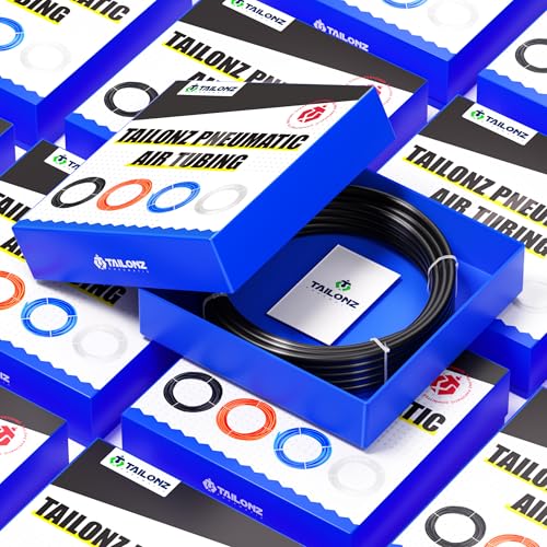 TAILONZ PNEUMATIC Black DOT Air Line 1/4 Inch OD PA12 Nylon Air Tubing Kit, Push to Connect Fittings Pipe Hose Air Line Tubing,Compression Fitting Kit 10 Meter 32.8ft - color: Black-Nylon(PA12), size: 1/4'' OD/32.8ft/10m