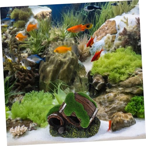NUOBESTY Broken Barrel Fish Tank Ornament Resin Aquarium Decor Betta Fish Shrimp Hiding House Hideout Cave for Freshwater Aquariums