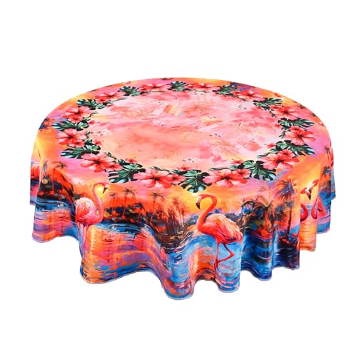 juniissl Flamingo Tablecloth Washable Round Table Cover for Kitchen Dining Decoration 60 Inch - color: Flamingo