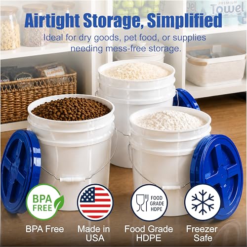 ePackageSupply 3.5 Gallon Bucket, Food-Grade w/Lid, BPA-Free, Blue, 1 Pack | Airtight Gamma Seal Screw-On Lid, Heavy-Duty 90 Mil HDPE Plastic, Food Safe and Durable Container, Bulk Storage, Made in USA - color: Blue, size: 1 Pack