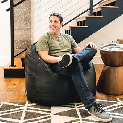 Big Joe Milano Beanbag Chair with Vibe Black Montana Leather - color: Black Montana Leather, size: Milano with Vibe