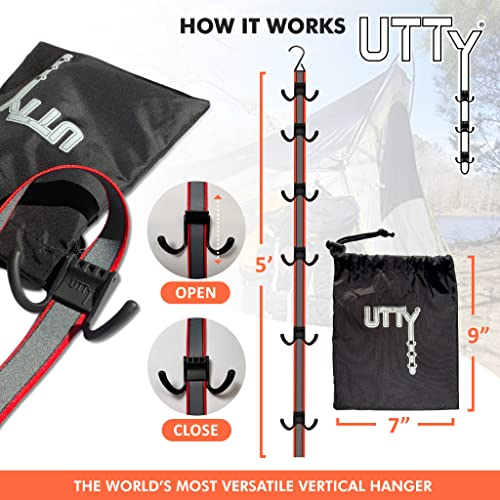 UTTY Multipurpose Portable Hanging Rack - Durable Hockey Gear Drying Rack & Sports Equipment Organizer - 6 Durable Adjustable Hooks, Support Light to Heavy Weight for Home, Travel & Outdoor Use