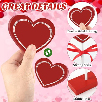 3 Pieces Valentine's Day Table Decorations Wooden Heart Set,Rustic Valentine's Day Tiered Tray Decor for Home Tables (Line) - style: Line