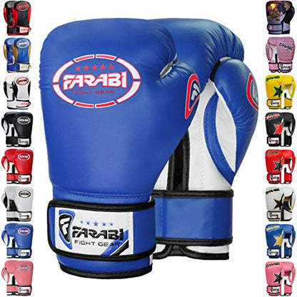 Farabi Boxing Gloves Kids Junior Muay Thai Kick Boxing Training MMA Punching Bag - color: Blue, size: 6OZ