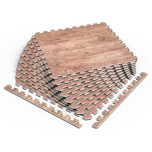 Décor by NÖRSK Reversible Interlocking Faux Wood Foam Floor Tiles, 24 X 24 X .47", 4-Pack, 16 Square Feet, Rustic Brown/Black - color: Rustic Brown/Black, size: 4 Tiles - 16 Sq. Ft.