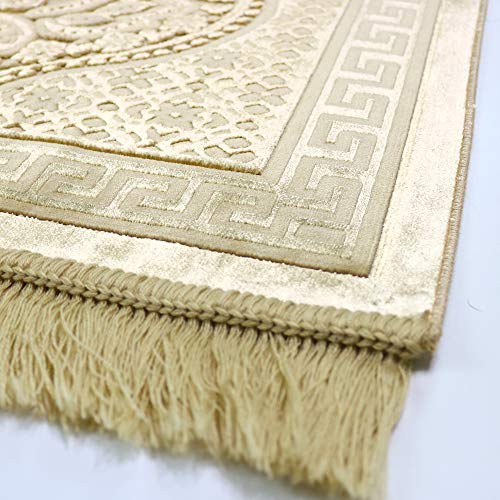 Modefa Luxury Velvet Plush Muslim Prayer Rug - Paisley (Golden Yellow) - color: Golden Yellow
