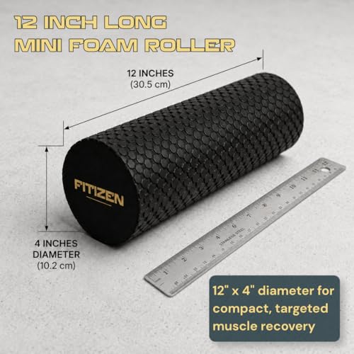 Foam Roller for Muscle Massage, Stiff Back Pain Relief, Physical Therapy, Deep Tissue, Exercise Equipment for Home Gym, Stress, Yoga, Pilates for the Fit Citizen (Black, Mini 12 x 4 Inches) - size: Mini 12 x 4 Inch