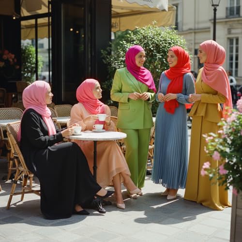 NOOR Chiffon Hijab Set for Women - Pack of 5 Lightweight Non-Slip Scarves, Premium Breathable Fabric, Gift-Ready Packaging - color: Mix Colors 14