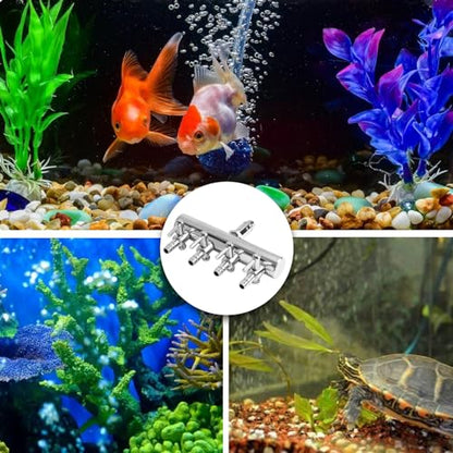 Aquarium Air Pump Valve, Aquarium Air Line Splitter Metal Fish Tank Distributor - size: 4 Way