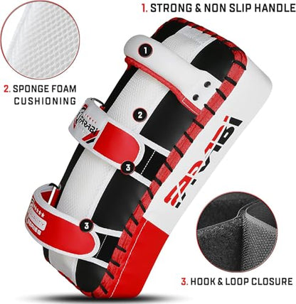Farabi Thai Pad Training Kick Pad Curved Coaching Pad Kicking Mix Martial Arts x 1 Single Unit - color: Red (Pair)