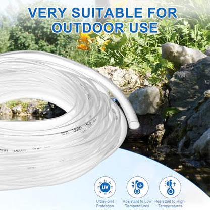 M METERXITY Vinyl Tubing 5/16" ID x 3/8" OD 10ft Flexible Plastic Tube with 2 Hose Ties, Lightweight Hybrid PVC Hose for Water Gardening/Airline/Aquarium Tubing [Clear] - size: 5/16" ID x 10ft