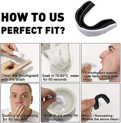 3 Pack Kids Youth Mouth Guard Football Sports Braces Mouthguards for Mouthpiece Boys Teeth for MMA Boxing Rugby Kickboxing Taekwondo Softball Lacrosse to Braces EVA (Black) - color: Black