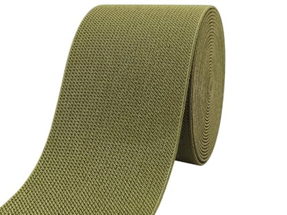 Olive Green Wide Knit Elastic Band for Sewing 3 inch 5yards Double-Side Twill Woven Elastic Heavy Stretch Elastic Spool Band for Sewing Pants Waist-Wigs-Skirts-Craft-DIY Projects - color: Olive #43
