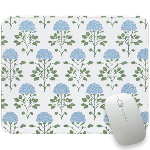 Hydrangea Mouse Pad, Moss Blue Flroal Small Mousepad 10x8 | Flroal Mousepad for Laptop, Hydrangea Office Desk Accessories, Green Blue Mouse pad, Aestheti Mousepad - color: Blue Flroal Hydrangea, size: 10.2L x 8.2W inches