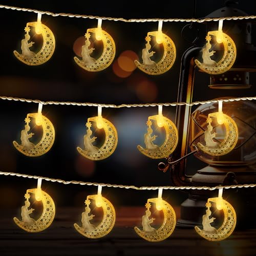 Hying Moon Star Ramadan Lantern Light - 9.8Ft Battery Operated LED Fairy String Lights for Home Eid Mubarak Decorations - color: Style 4: Eid Lights