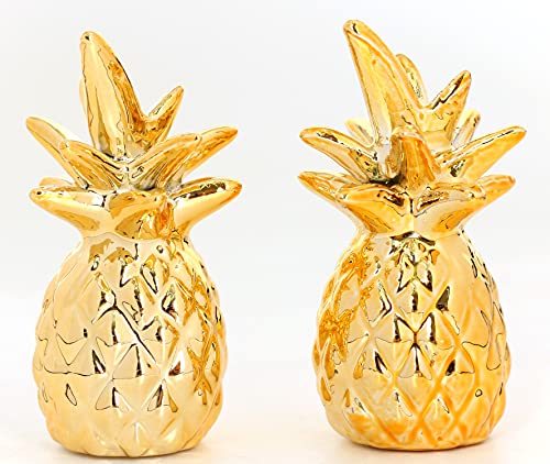 Gold Small Animal Statue Pineapple Statue Decor Modern Style Ceramic Pineapple Figurine Statues for Home Decor Accents Living Room Office Table Bookshelf Desk Bedroom Decorative Objects - size: Pineapple