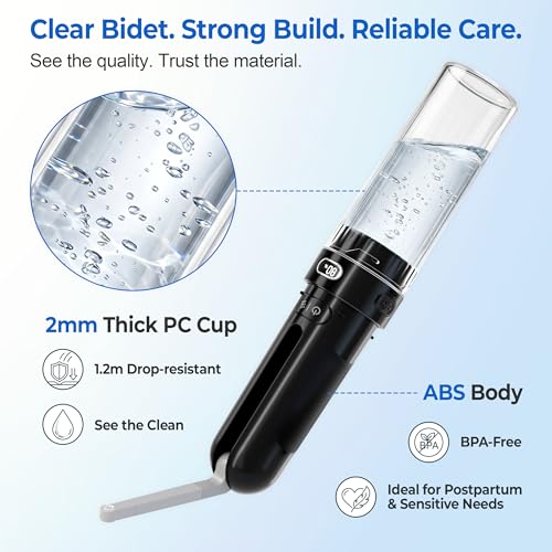 Electric Portable Bidet – Rechargeable Travel Bidet for Women Postpartum Care & Personal Hygiene | 3 Pressure Modes for Home Travel & Camping, Black - color: Black