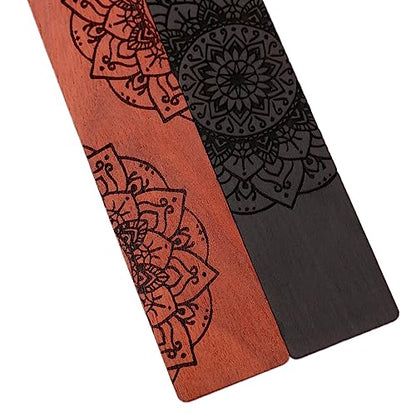 Mandala Bookmark, Book Marks for Book Lovers, Wooden Bookmarks for Adults, Book Lover Gifts (Round Mandala) - style: Round Mandala