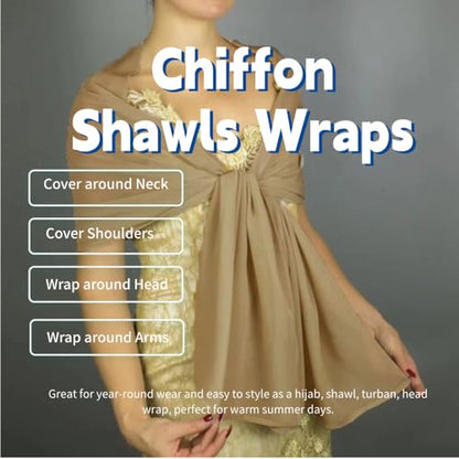 Chiffon Scarf for Women Lightweight Breathable Sunscreen Soft Solid Hijab Scarf for Daily & Muslim Wear - color: Khaki Chiffon Scarf