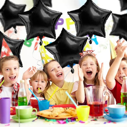 Star Balloons, 18 Inch Foil, 10 PCS Black, Decorative-Balloons, General Celebration, Adult, Unisex Adult, Unisex, Star, Aluminum, 18 inches, Aluminum Foil, Sturdy, Reusable - color: Black