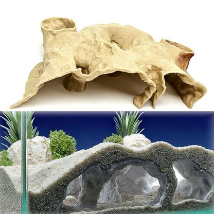 3D Printed Aquarium Underground Natural Cave,Under Gravel Tunnel Cave Decorative Habitat Shelter for Corydora Catfish, Kuhli Loach, Clown Loach,Betta (Large)