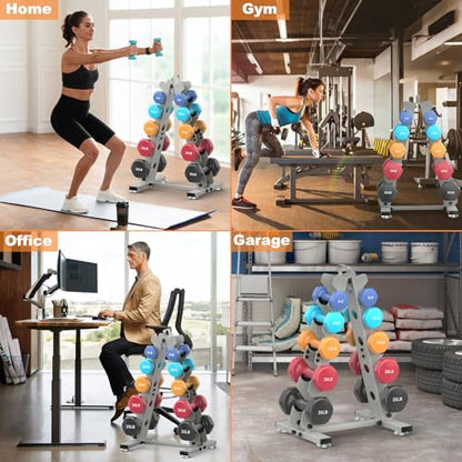 TomCare 6-Tier|5-Tier|4-Tier|2-Tier Dumbbell Rack Stand Only for Home Gym | Stable A-Frame, Fits 5–35 lb Dumbbells, Protective Padded Cradles, Adjustable Feet, Easy-Carry Handle (Stand Only) - color: Dark Gray, size: 5 Tier