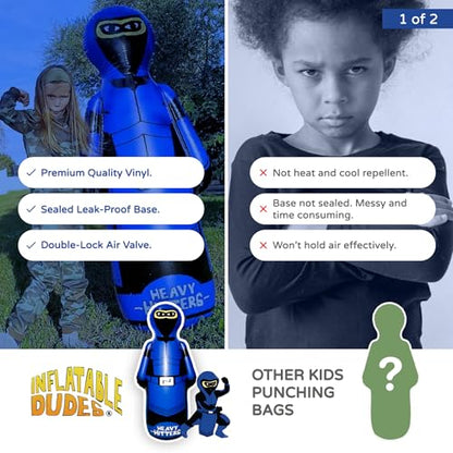 INFLATABLE DUDES Blue Ninja Toy 63” - Kids Punching Bag | Sand-Base | Bop Bag, Pre-filled with Sand, Inflatable Toy, Punching Bag for Kids, Enhanced Bounce-Back Action, Indoor/Outdoor - color: Blue Large Ninja | Pre-filled with Sand