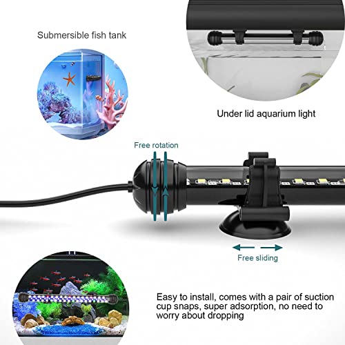 SEAOURA Submersible Led Aquarium Light for Fish Tank, 7 in Fish Tank Light | IP68 Waterproof Aquarium Plant Light with Timer, Auto On/Off, 3 Light Modes-Full Spectrum, Daylight, Moonlight, 10 Dimmer, 5W - size: 7 inch for 7.8-17inch tank