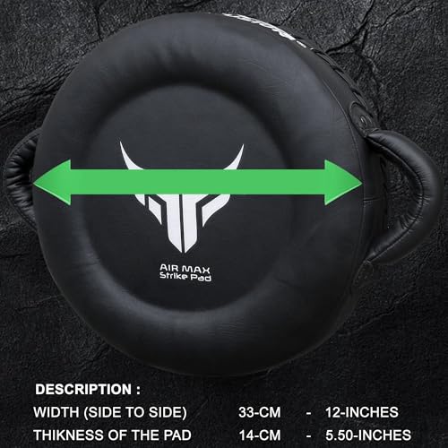 Mytra Fusion Boxing Round Pad Kickboxing Coach Training Punching Focus Mitts for Martial Arts, MMA & Muay Thai, Strike Boxing Focus Pads for Speed, Focus & Accuracy - color: Black