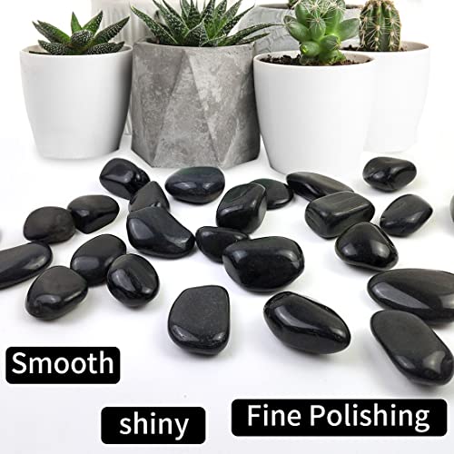 1-2.2 Inch Natural Polished Black River Rocks, 20LB Black Polished Pebbles for Garden Landscaping. Fish Tank Decorative River Rocks, Vase Filling Pebbles, Outdoor Decorative River Rocks - size: 20LB, style: Black