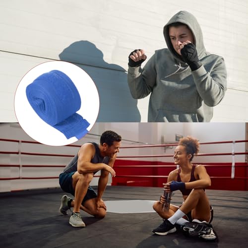 PATIKIL Boxing Hand Wraps, Elastic Boxing Wraps Cotton Fist Mitts Wrist Straps Protection for Muay Thai Martial Art - color: Blue, size: 197 inch