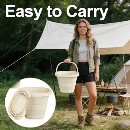 Collapsible Bucket, 2.6 Gallon (10L) Portable Water Pail, Foldable Design with Handle, for Garden, Car Wash, Camping - color: B001-complected