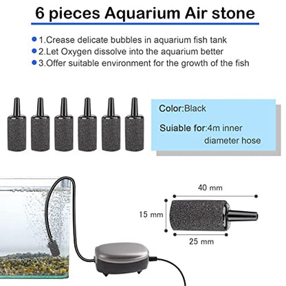 NestBasics 19.68 feet Black Aquarium Airline tubing 6 air Stone for Aquarium 6 Aquarium Check Value for Fish Tank 6 Aquarium Suction Cups 3 Each Aquarium air Controller and I T Hose connectors - size: 19.68 feet aquarium tubing with 28 kits