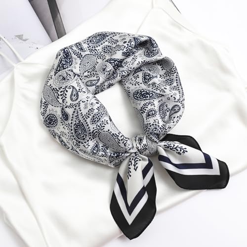 STARWHISPER 27" Square Head Scarf for Women Silk Feeling Satin Scarf Women Fashion Silk Scarf for Wrapping Hair - color: Paisley4