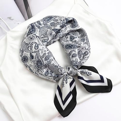 STARWHISPER 27" Square Head Scarf for Women Silk Feeling Satin Scarf Women Fashion Silk Scarf for Wrapping Hair - color: Paisley4