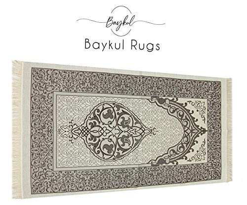 BAYKUL Muslim Prayer Rug-Islamic Turkish Velvet Rugs-Great Ramadan Gifts-Janamaz Prayer Mat for Women Men-Portable Carpet Muslims Mats-Praying Rugs Islam-Sajadah-Gift Praying Beads 99 (L-Brown) - color: L-brown
