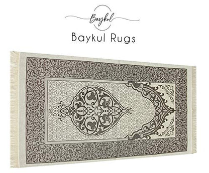BAYKUL Muslim Prayer Rug-Islamic Turkish Velvet Rugs-Great Ramadan Gifts-Janamaz Prayer Mat for Women Men-Portable Carpet Muslims Mats-Praying Rugs Islam-Sajadah-Gift Praying Beads 99 (L-Brown) - color: L-brown