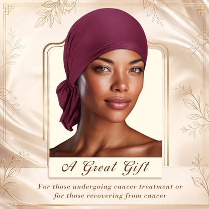 Syhood Slip on Pre Tied Head Scarves for Women - color: Dark Colors