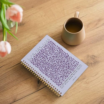 Likjad Christian Spiral Notebook Journal 5.5x8.3, Botanical Bible Scripture Journals for Writing, Religious Christian Gifts for Women, Bible Verse Hardcover Notebooks for Note Taking（Purple - color: Botanical Bible Five