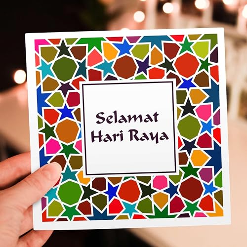 3dRose Greeting Cards - Selamat Hari Raya - Happy Festival Day in Malay - Muslim Malaysian Eid - 6 Pack - Occasions - size: 6 Greeting Cards with envelopes