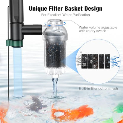 AKKEE Aquarium Vacuum Gravel Cleaner, 36W Electric Fish Tank Cleaner Vacuum, 8 in 1 Multifunctional Aquarium Cleaner for Automatic Water Change, Wash Sand, Water Circulation and Timed Off - color: Green