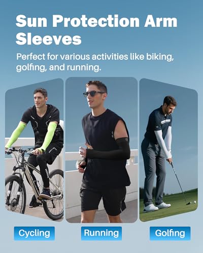 Arm Sleeves for Men Women UV Sun Protection Compression Arm Warmer Tattoo Cover Up, Sports Golf Cooling Sleeves - color: 4 Pairs_black+white