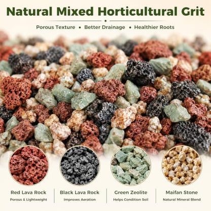 6.6 Pounds Mix Horticultural Lava Rocks, 5-8 mm Lava Rocks for Plants, Bonsai Rocks Horticultural Grit Soil Cover Gravel for Succulents and Hydroponics, Fairy Gardening, Top Dressing, Plant Drainage - size: 0.2-0.3 inch, style: Mix lava/ 6.6 pounds