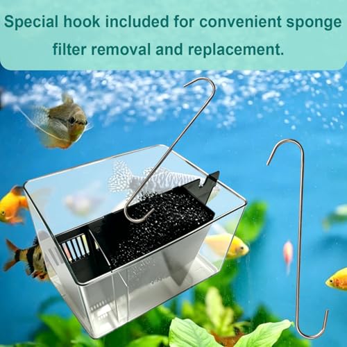 5-Pack Aquarium Filter Media Set Compatible with SYSENCIAGA 1.2 Gallon Desktop Fish Tank 3500 Self-Cleaning Smart Aquarium (Includes 2 Sponge Filters, 2 Foam Filters & 1 Filter Hook)
