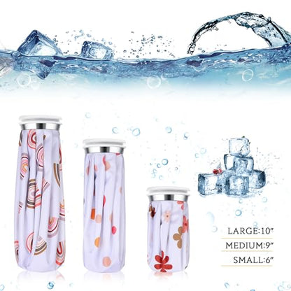 Nuanchu 3 Pieces Ice Bags for Injuries Reusable Ice Pack Hot Cold Water Bag 6, 9, 10 Inches Hot Cold Therapy and Pain Relief Pain Screw Top for Sports Knee Head Leg (Boho Rainbow) - style: Boho Rainbow