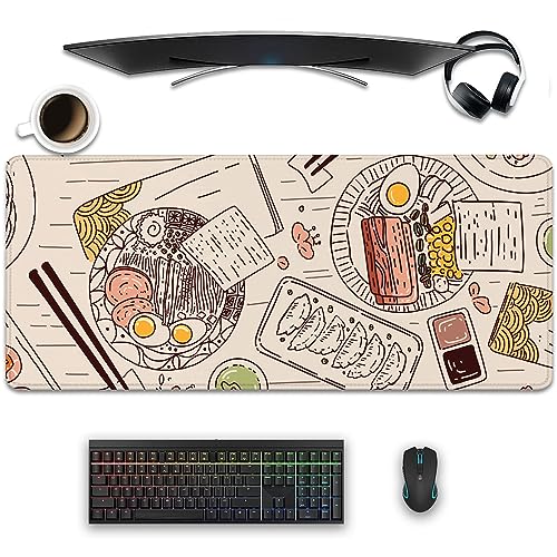 Japanese Ramen Sushi Food Desktop Mouse Pad Desk Pad,Mouse Mat for Desk Mat with Keyboard and Mouse,Gaming Mouse Pads Mousepad for Office Home Work(27.5X11.8 in) - color: Dining Table