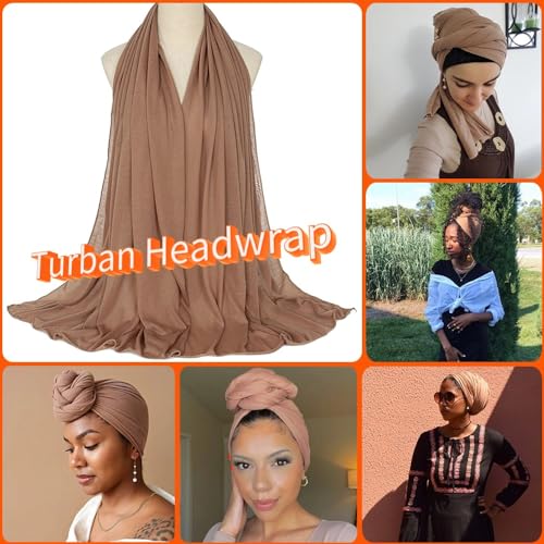 Nonbongoy Head Wraps for Black Women 71"x32" Long Soft Jersey Hijab Turban - color: 1- Camel Headwrap