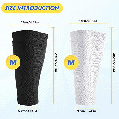 Hicarer Soccer Shin Guards Sleeves 4 Pairs Flexible Soccer Shin Guard Leg Performance Support Polyester Soccer Shin Guard Sleeve Holder with Pocket for Soccer Sport