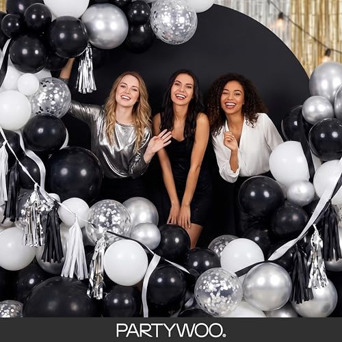 PartyWoo Black Balloons 128pcs Different Sizes of 18 12 10 5 Inch - color: Black-y18
